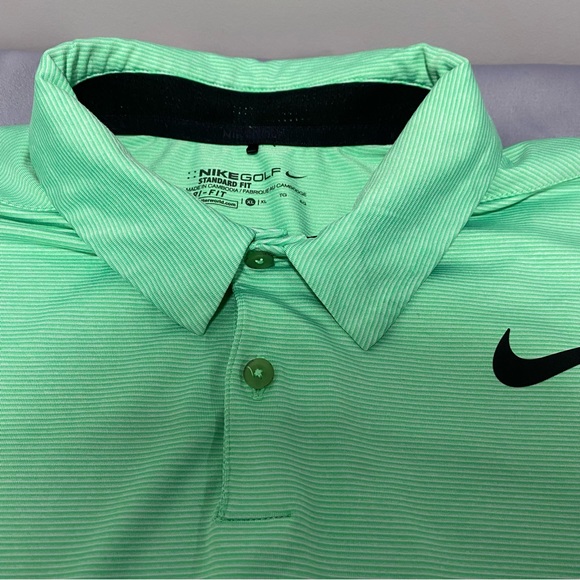 Nike Golf Shirt Men’s XL Short Sleeve Polo Golfer Green Stripes - Picture 5 of 8